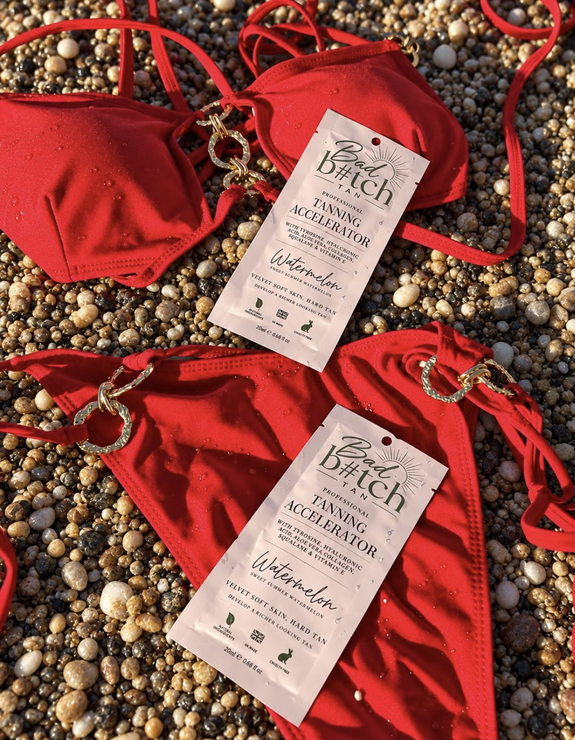 Bad B#tch Tan Watermelon outdoor sachets on the beach