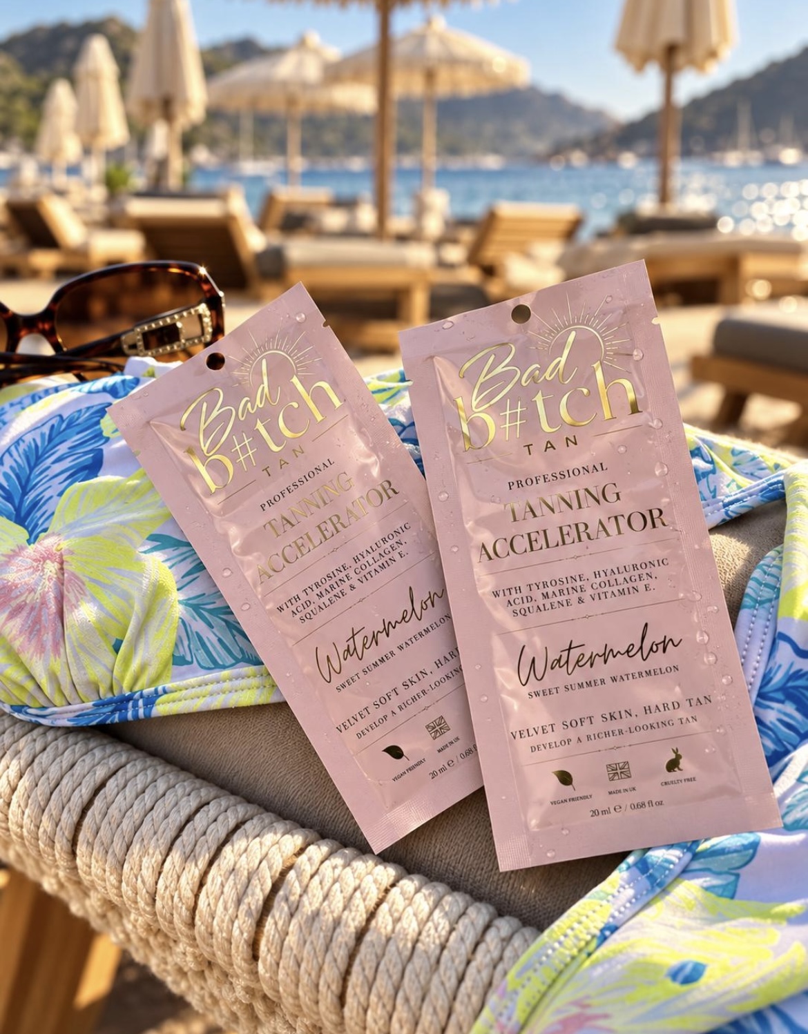Bad B#tch Tan Watermelon outdoor sachets poolside